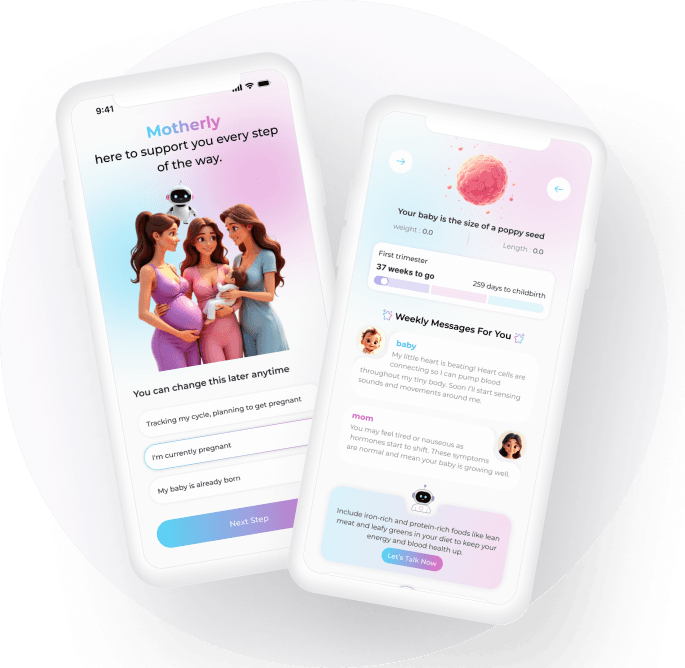 Motherly app screens